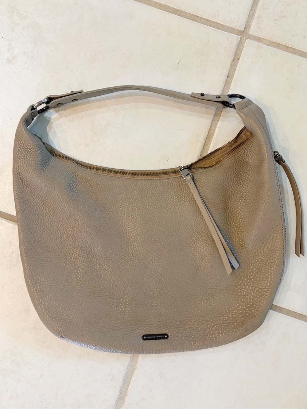 Rebecca Minkoff Taupe Leather Slouch Hobo Shoulder Bag
